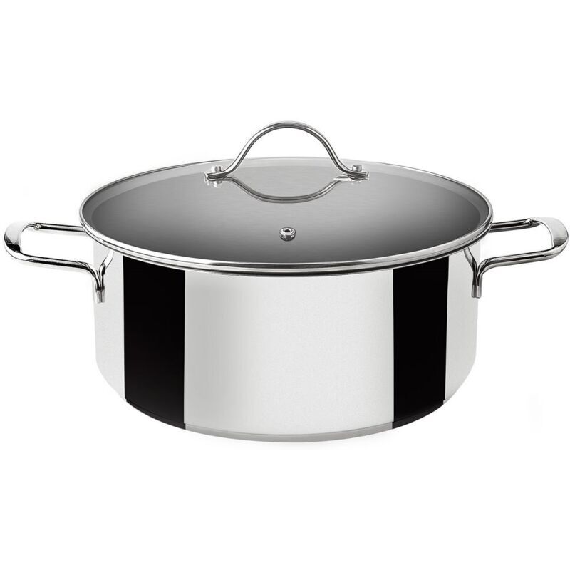Casserole induction inox avec couvercle en verre 18cm