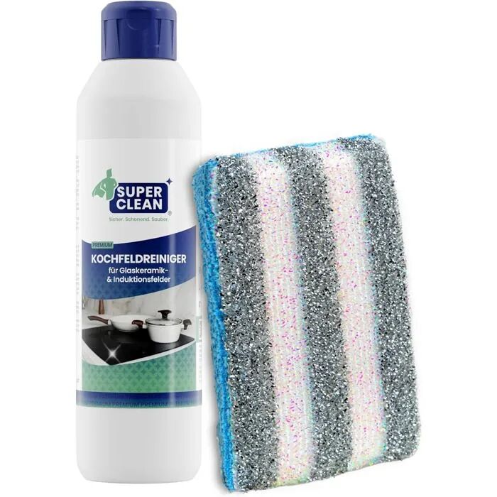 Nettoyant plaques de cuisson pour vitrocéramique et induction 250 ml avec éponge duo nettoyage et soin éclatant élimine graisses